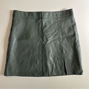 Le Lis Faux Leather Sage Mini Skirt